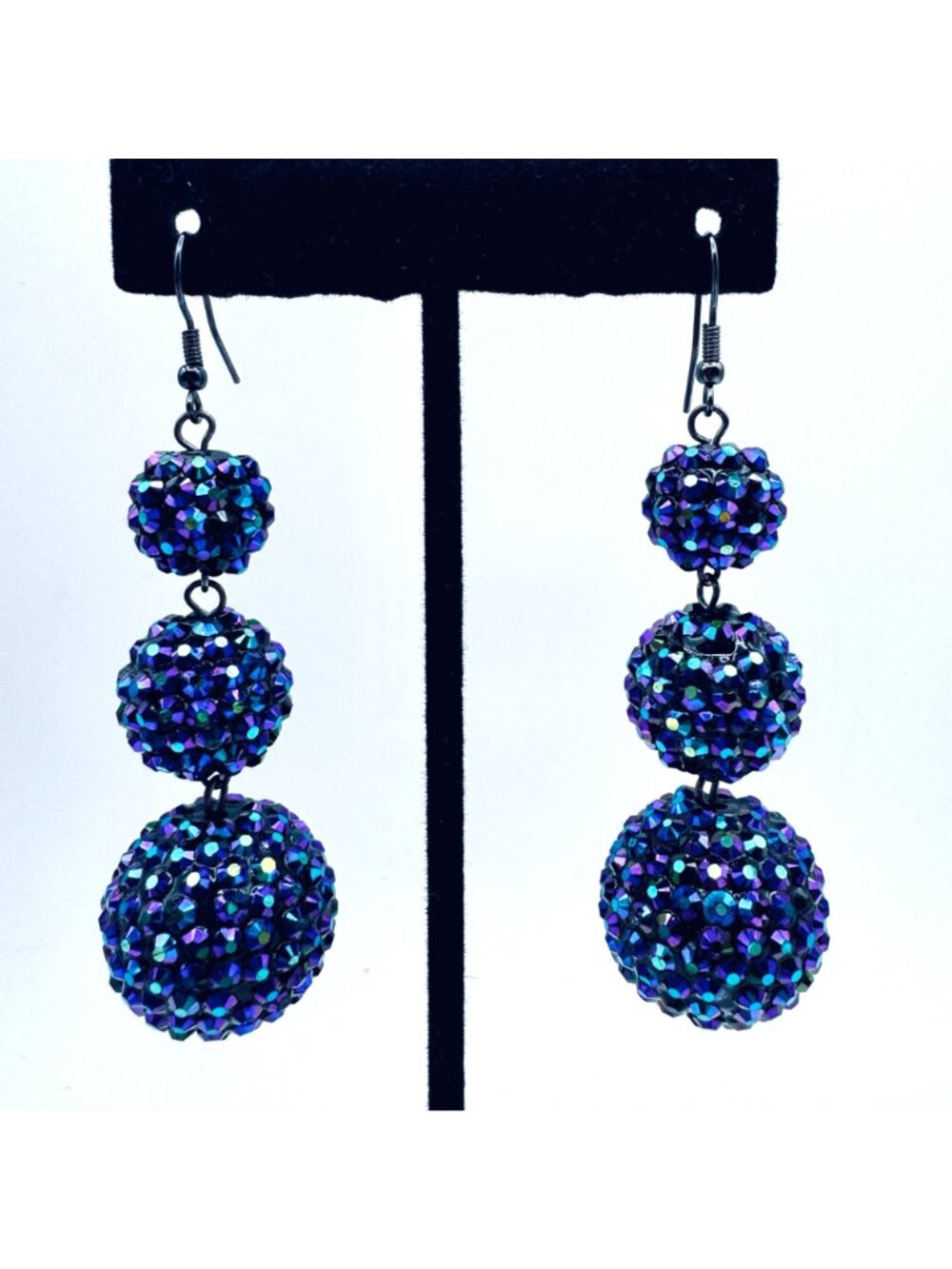 Sparkle Balls Dangle Earrings Disco Bon-Bon Drop Goth Glam Peacock Pink Lot of 3 - Picture 8 of 11